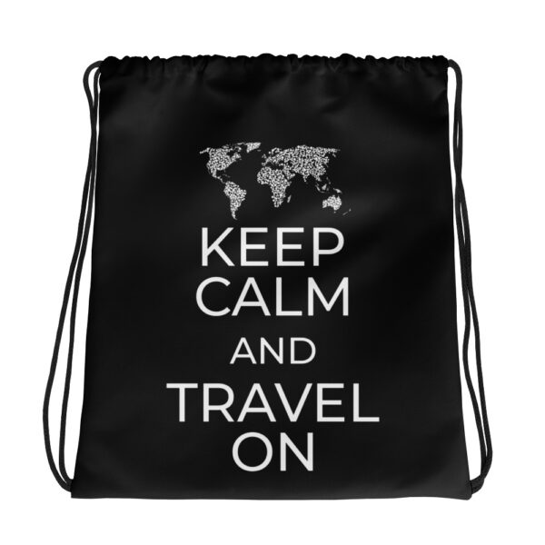 Kordelzugbeutel “Keep calm and travel on”