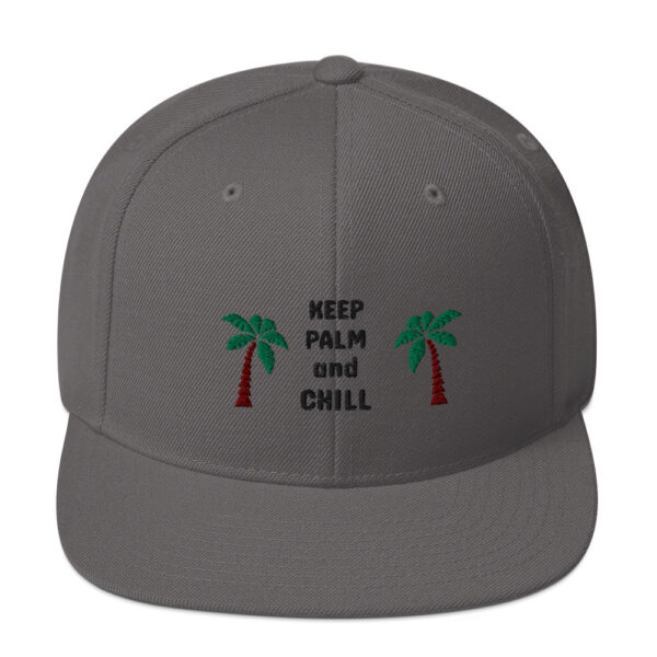 Snapback-Cap “Keep palm and chill”