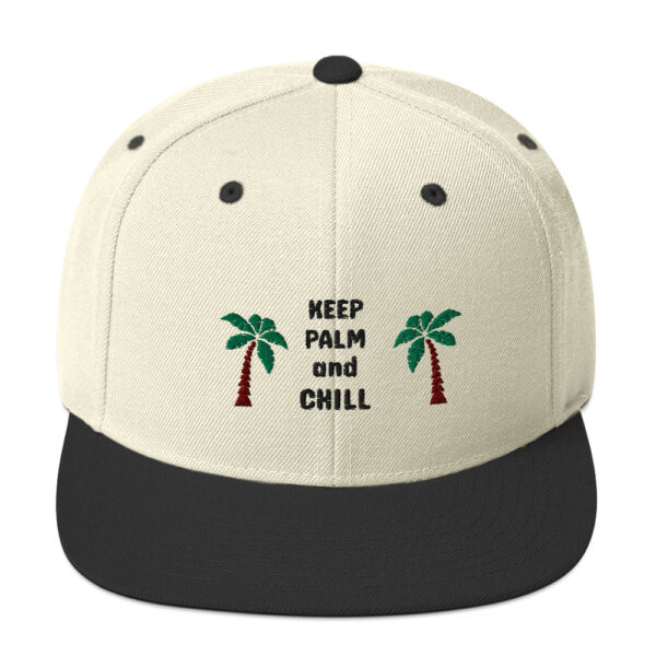 Snapback-Cap “Keep palm and chill”